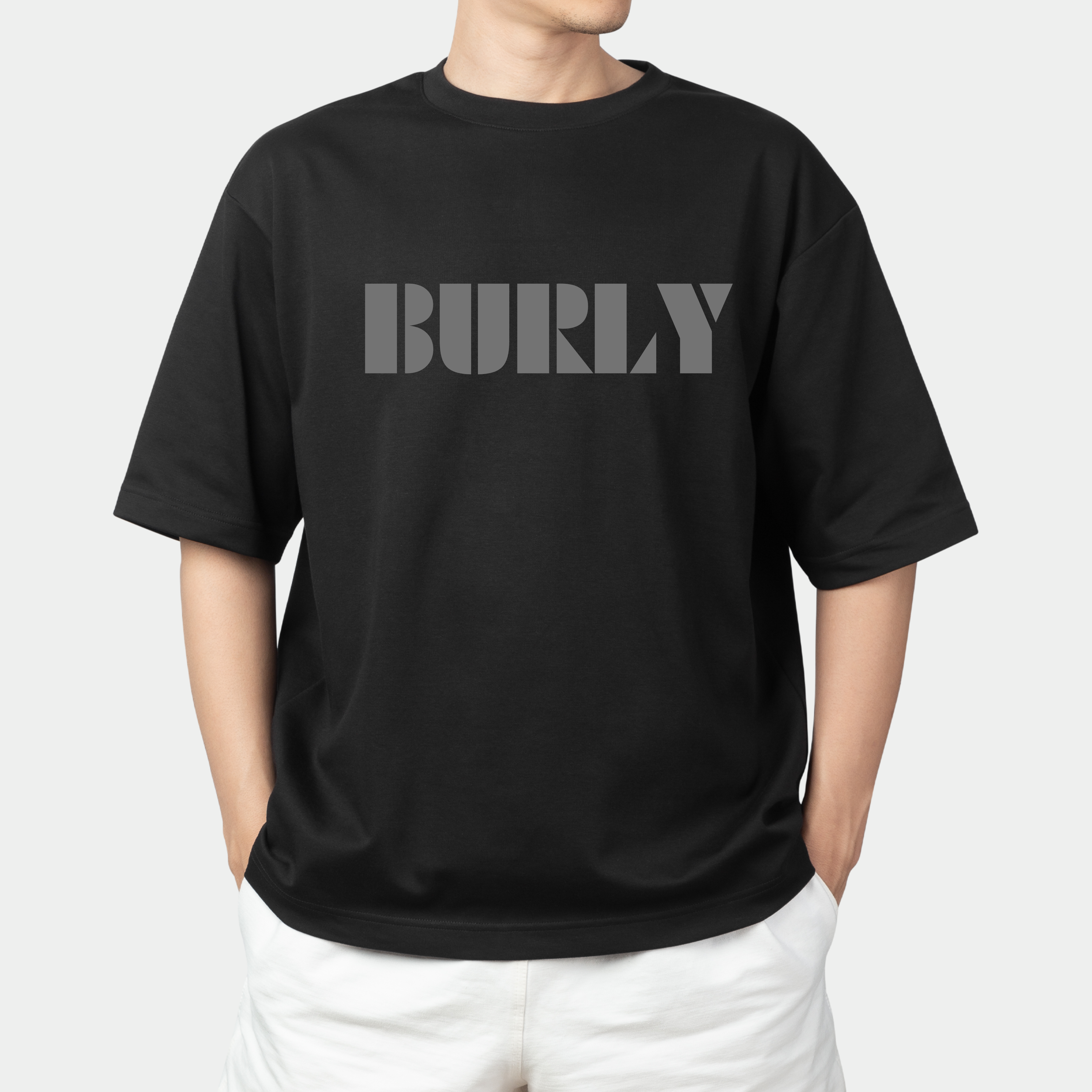 BURLY Round Neck Black Tshirt