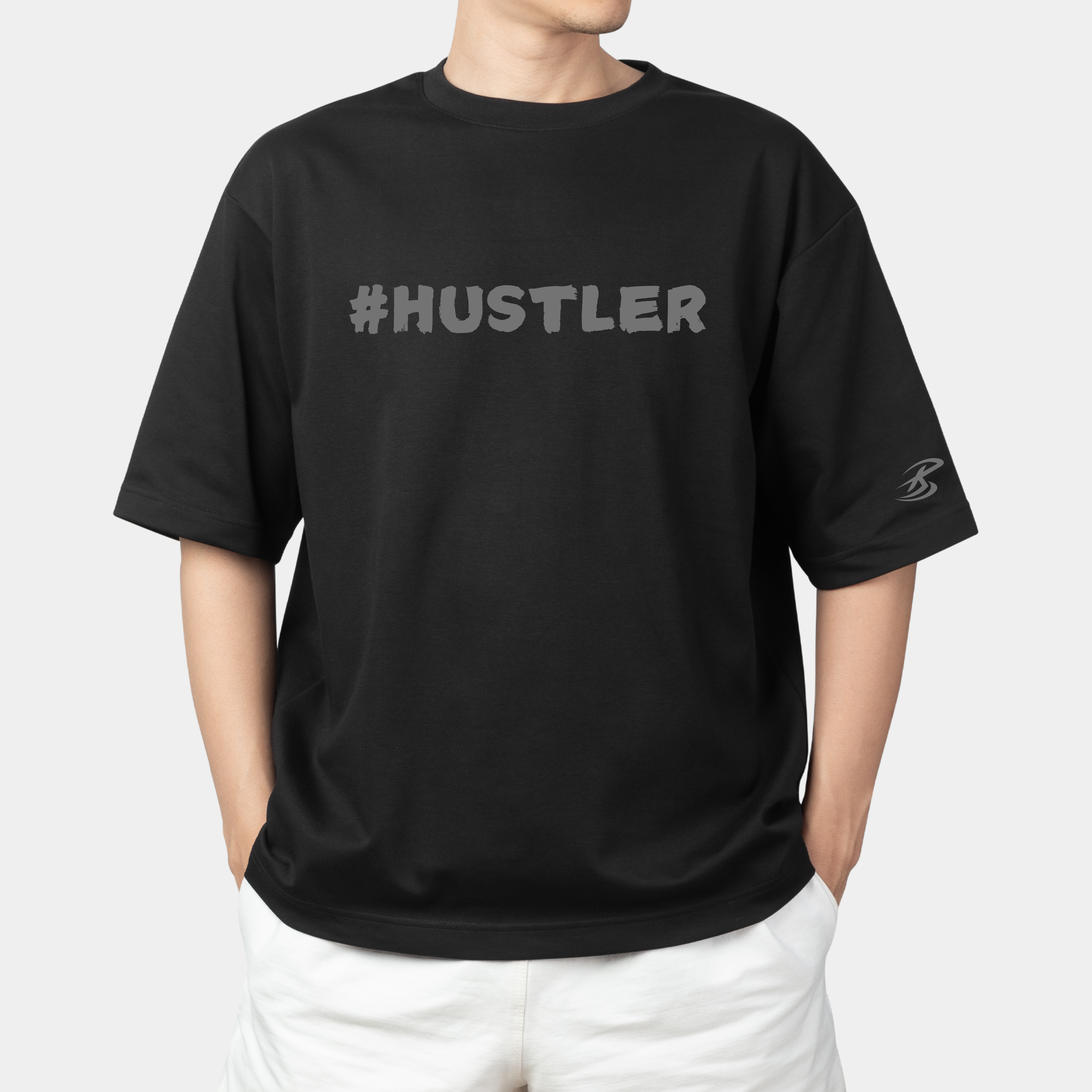 Hustle 4 Muscle Collar Black Tshirt