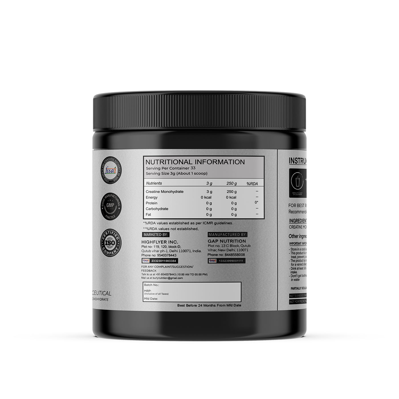BURLY CREATINE MONOHYDRATE (100GM)